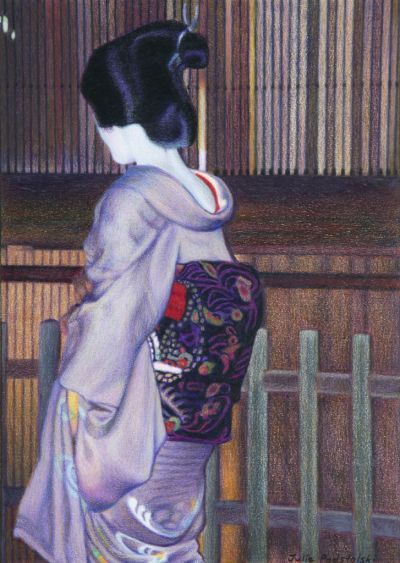 Lilac Geisha - drawing by Julie Podstolski