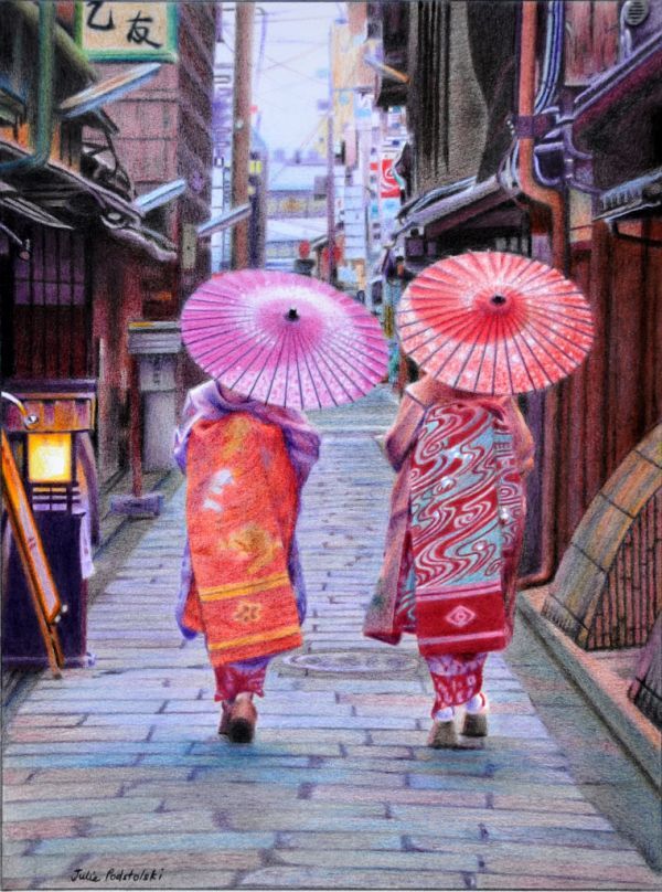 Kyoto a la Mode - drawing by Julie Podstolski