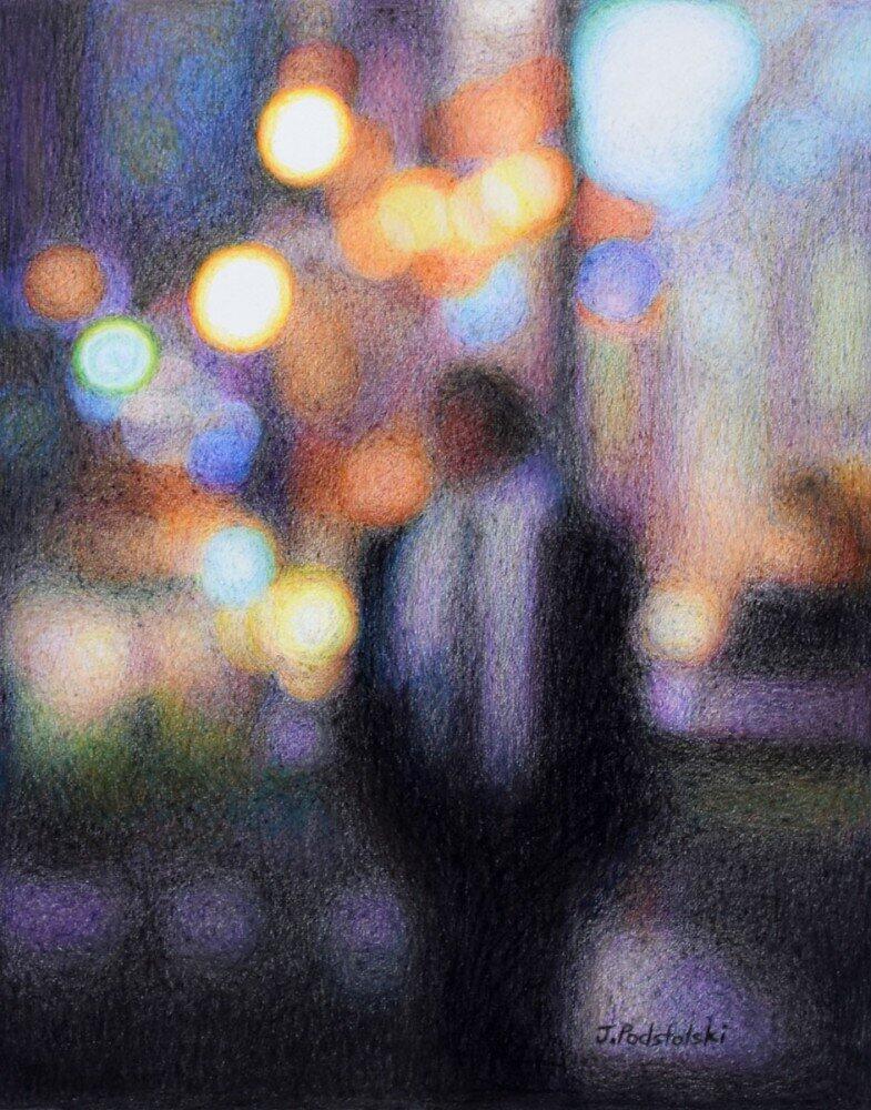 In Town Tonight - drawing by Julie Podstolski