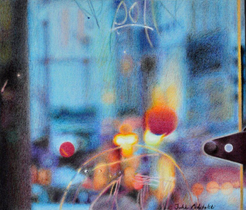 Bus Stop - drawing by Julie Podstolski