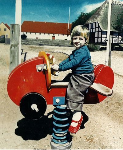 Emily on the Flying Thing - oil painting by Julie Podstolski