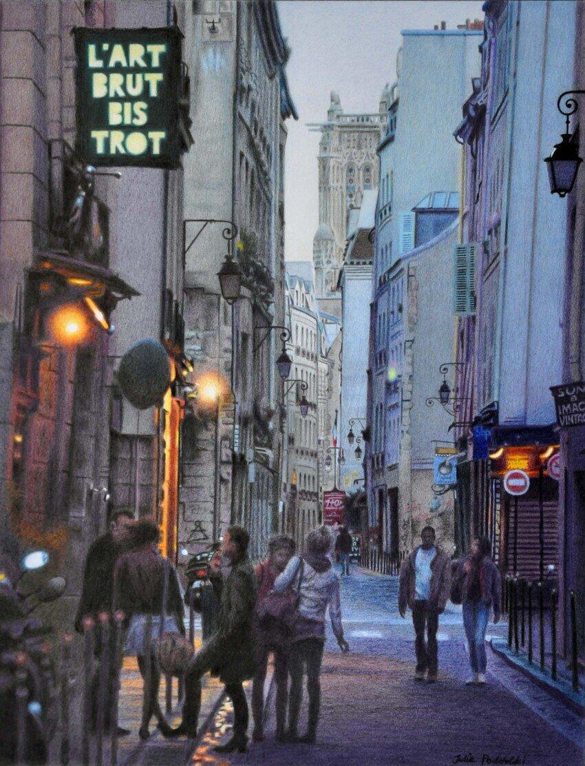 Conversations at Dusk - drawing by Julie Podstolski